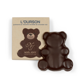 Ourson guimauve au chocolat noir enrobé de chocolat noir