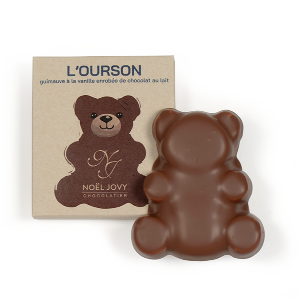Ourson guimauve à la vanille enrobé de chocolat au lait